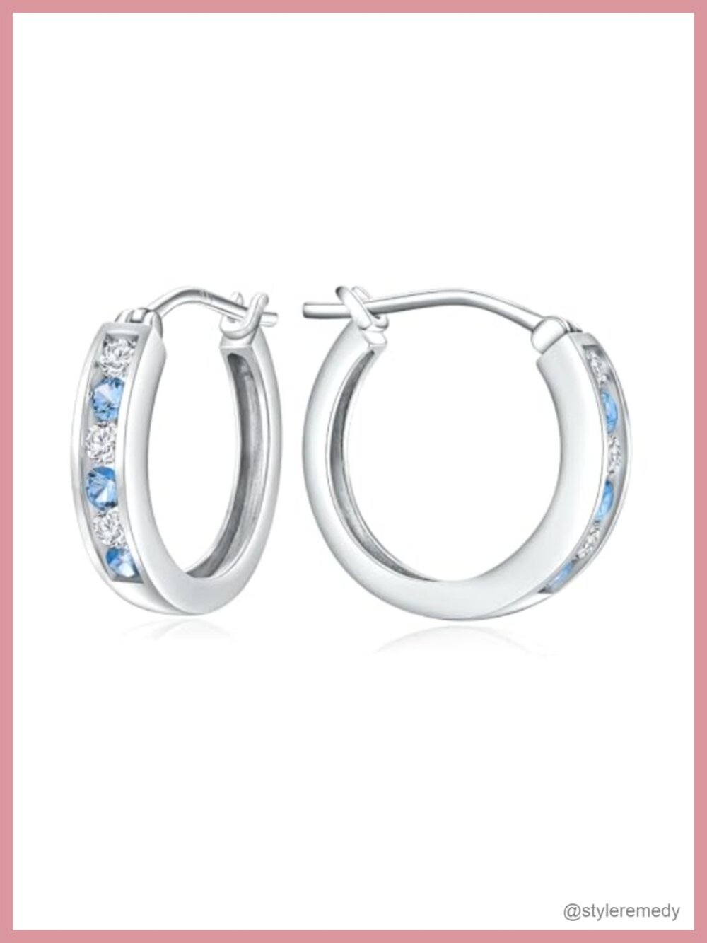 14K Gold Plated 925 Sterling Silver Birthstone Hoop Earrings for Women